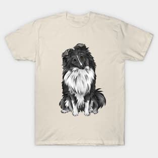 Cute Sheltie | Shetland Sheepdog | Bi-Black | Cute Dog Art T-Shirt